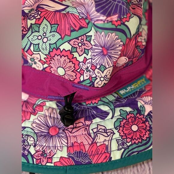 Kids Sunday Afternoons Sun Protection Pink Floral Bucket Hat Size L (ages 5-12) - Picture 3 of 6